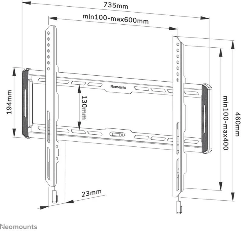 Stenski nosilec za TV/monitor 40-75", Neomounts WL30-550BL16, kovina, črn