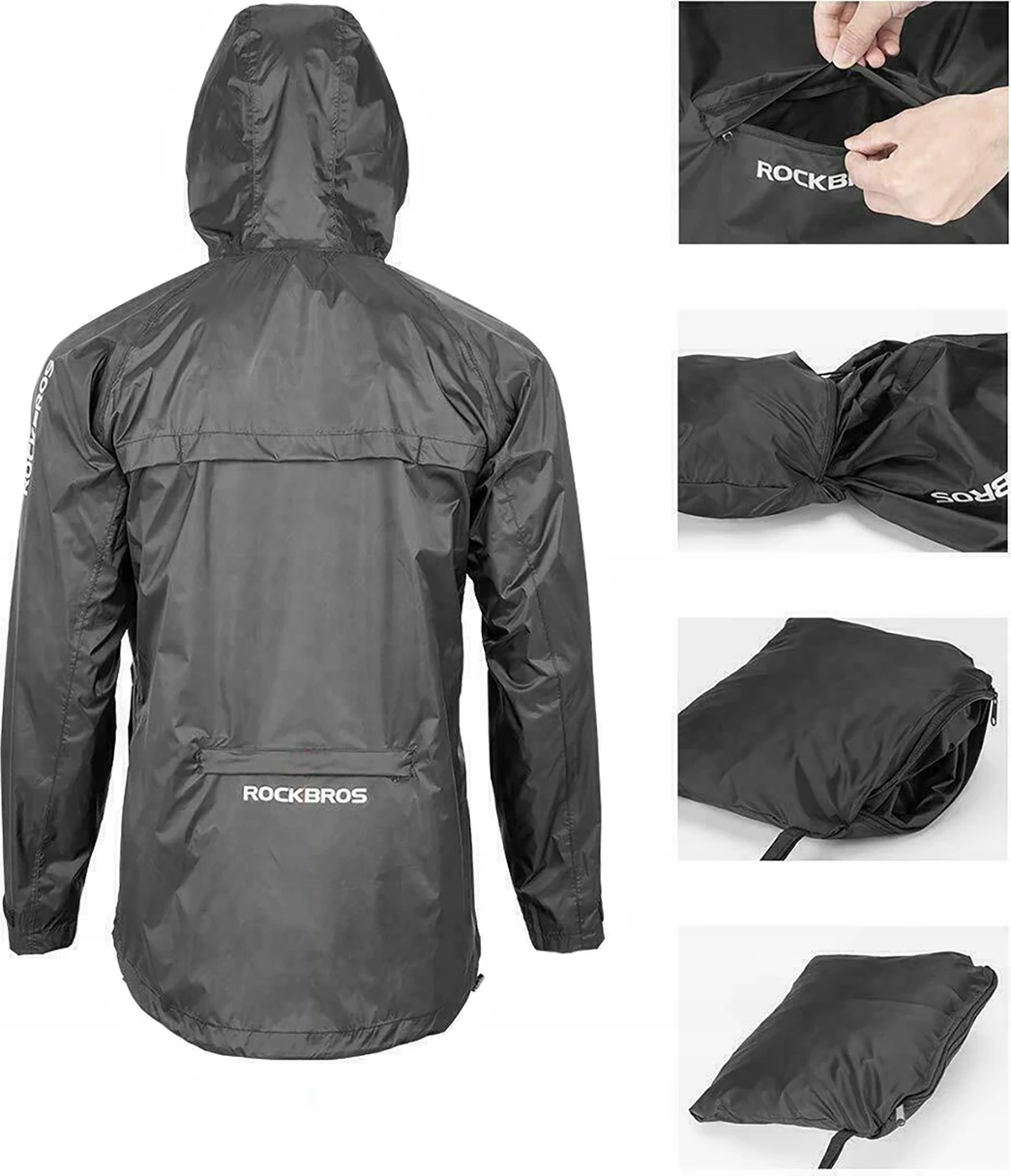 Dežniški anorak iz najlona, Rockbros YPY013BKM, M, črn