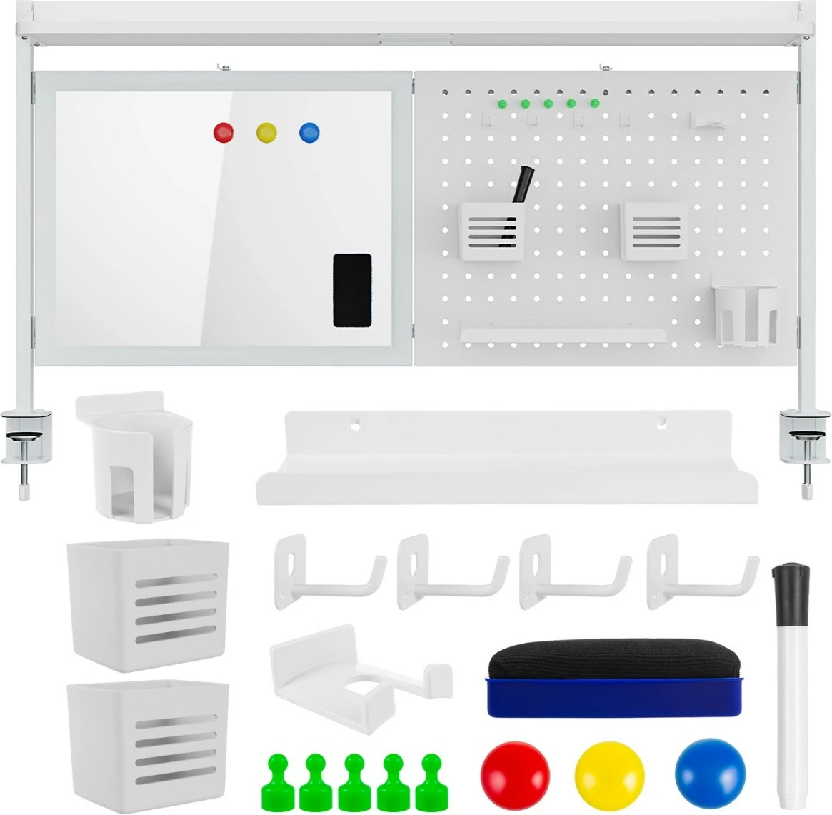 Razdelilec mize z magnetno in perforirano ploščo Ergo Office ER-301W, bel