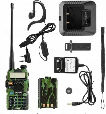 Walkie-talkie kamuflažni BAOFENG UV-5R HTQ, 1800 mAh, komplet z dodatki