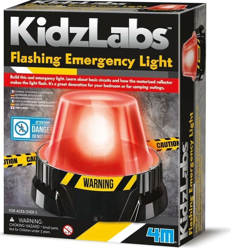 Izobraževalni komplet za izdelavo utripajoče nujne luči, brez baterij, za otroke, 4m KidzLabs Flashing Emergency Light