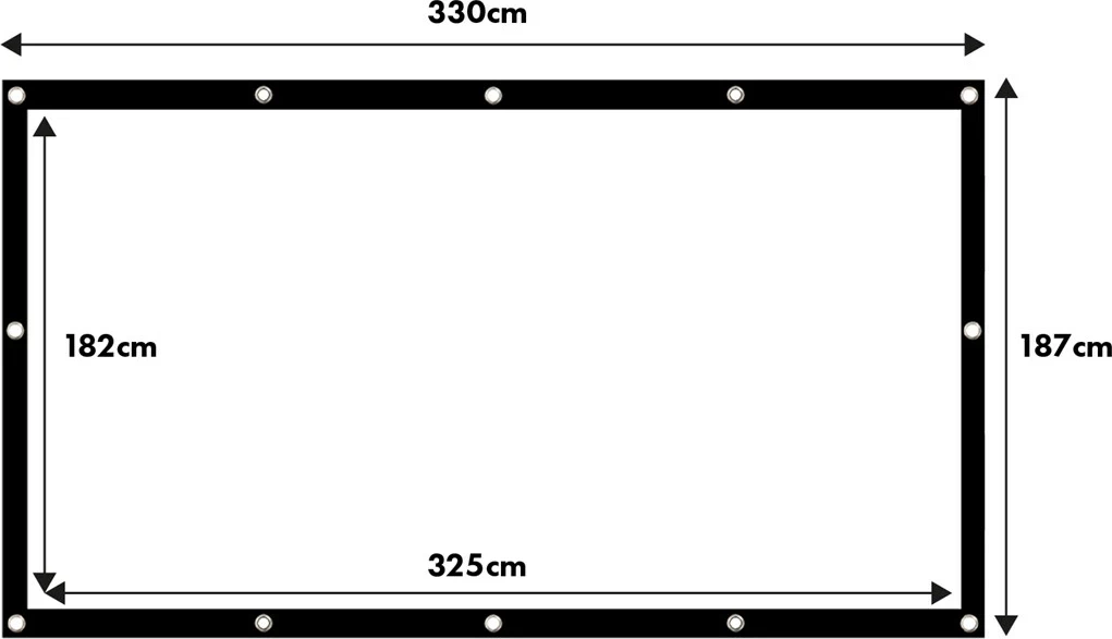 Projekcijsko platno 150", 330x187 cm, 16:9, poliester, z napenjalnimi kljukami Maclean MC-167