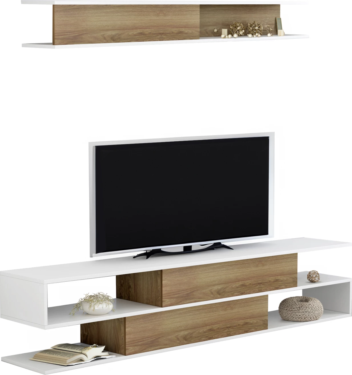 Komplet pohištva za TV Birgitta FH8903.11 melamin v naravno-beli barvi 181x31,5x39,6 cm