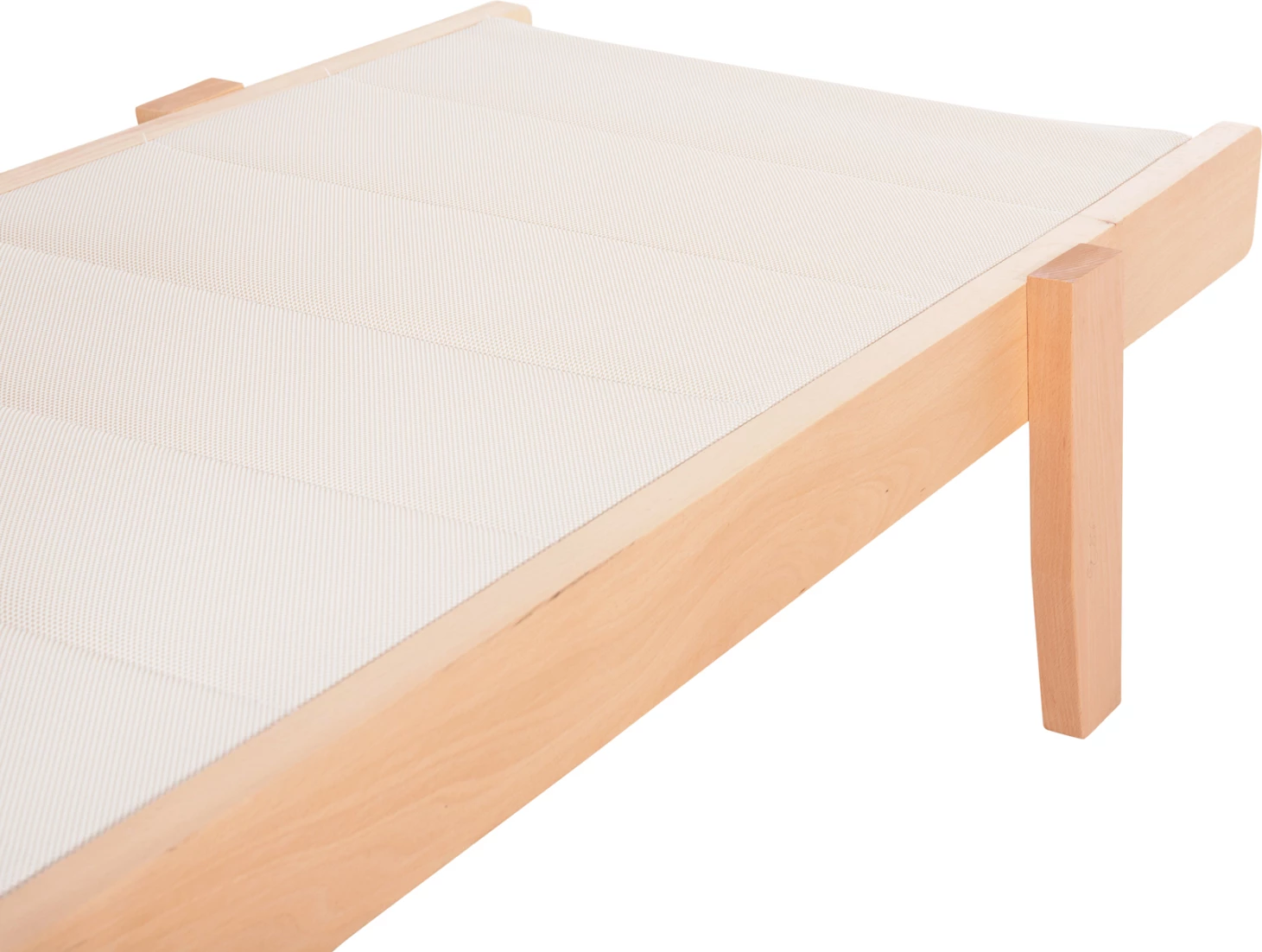 Plažni ležalnik MILOS FH10650.01 iz bukovega lesa v naravni barvi z ecru prevleko iz tekstilena 204x65x92,5H cm