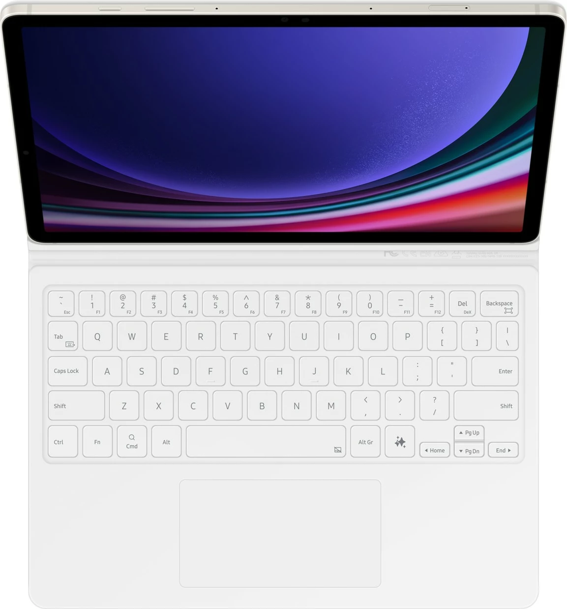 Tastaturna zaščita s tipkovnico in touchpadom za Galaxy Tab S9, Galaxy Tab S9 FE Samsung EF-DX725, bela