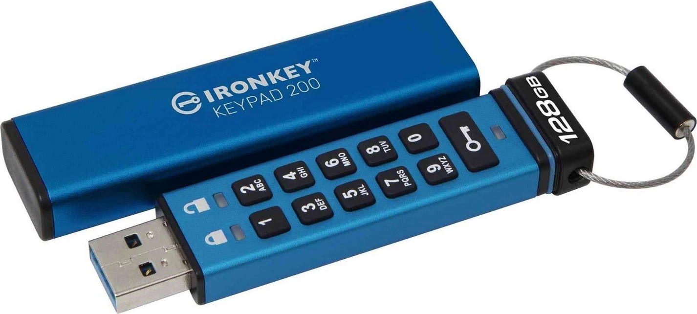 Varnostni USB 128 GB, USB 3.0, modra Kingston IronKey