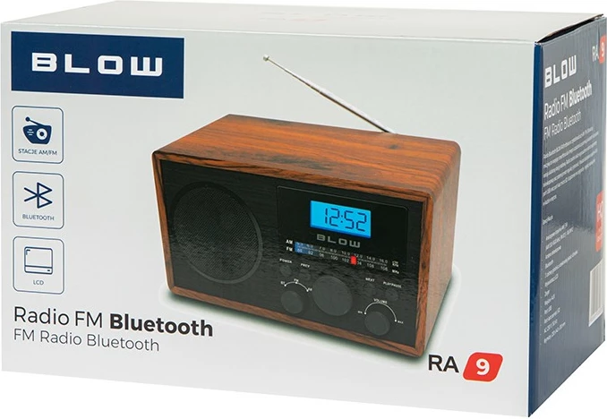 Prenosni radio RA9 V.2, BLOW, AM/FM, Bluetooth, USB, microSD, črno/rjava