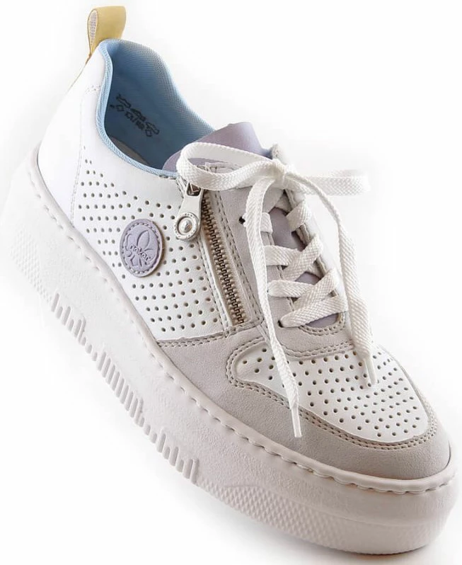 Udobne ženske čevlje Rieker, bele