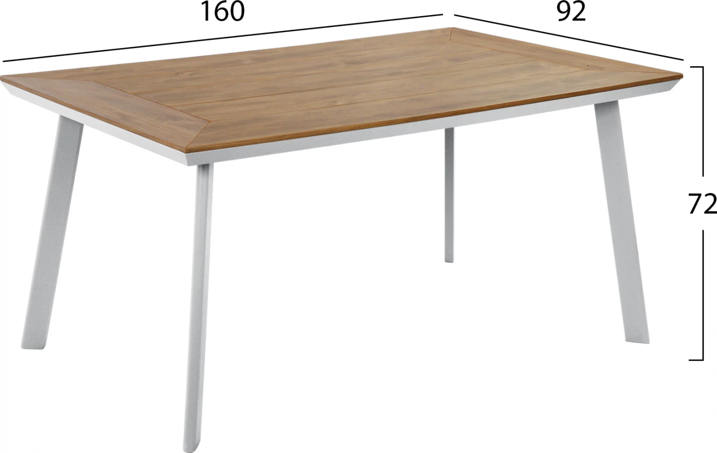 Aluminijasta miza s polilesom FH5132.11 bela 160x92x72