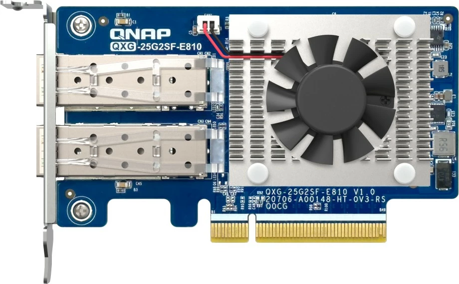 Omrežna kartica 2-portna 25 GbE SFP28, QNAP QXG-25G2SF-E810, PCIe Gen4, Intel E810-XXVAM2, 3 nosilci za montažo