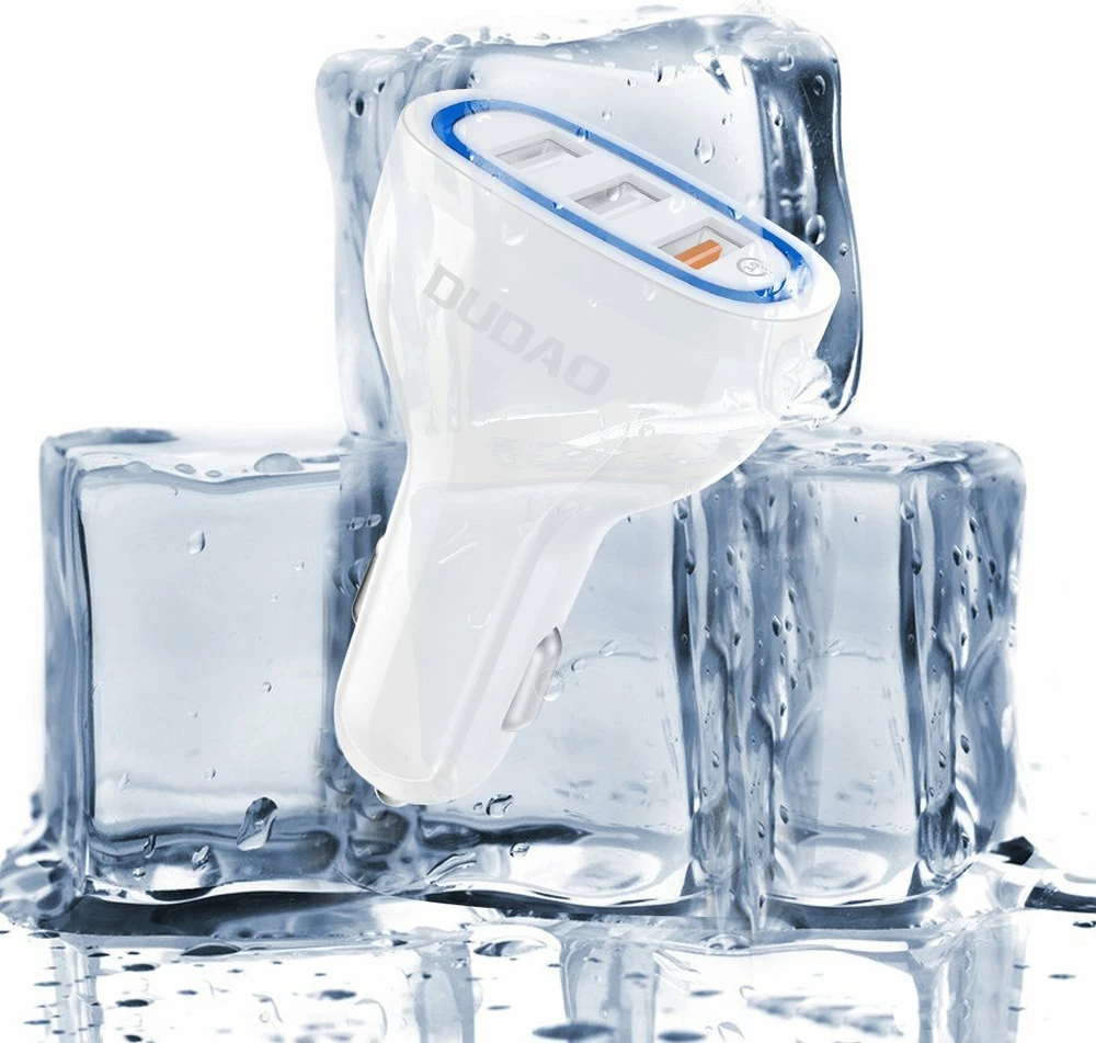 Avto polnilec 3x USB, Quick Charge 3.0, 18 W, bel, Dudao R7S