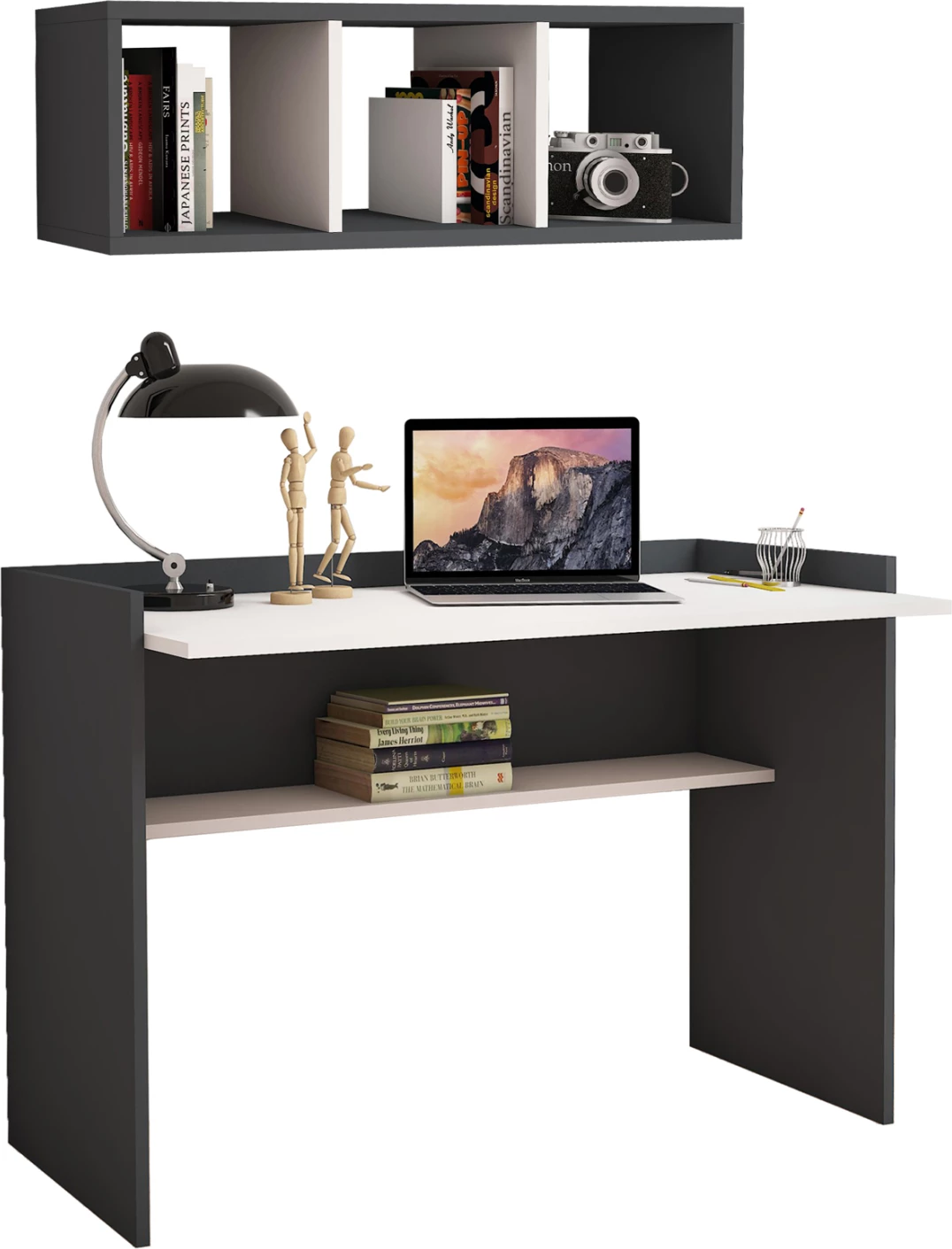 Pisarniški komplet 2 kosa FH11775.13 melamin v sivo-beli barvi