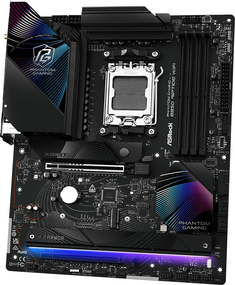 Plošča za matično ploščo Phantom Gaming B850 Riptide WiFi, ASRock, Socket AM5, ATX, črna