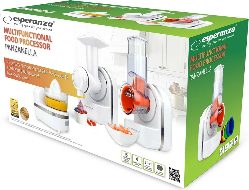 Multifunkcijski kuhinjski robot Esperanza PANZANELLA EKM027, 500 ml, bel, 5 dodatkov