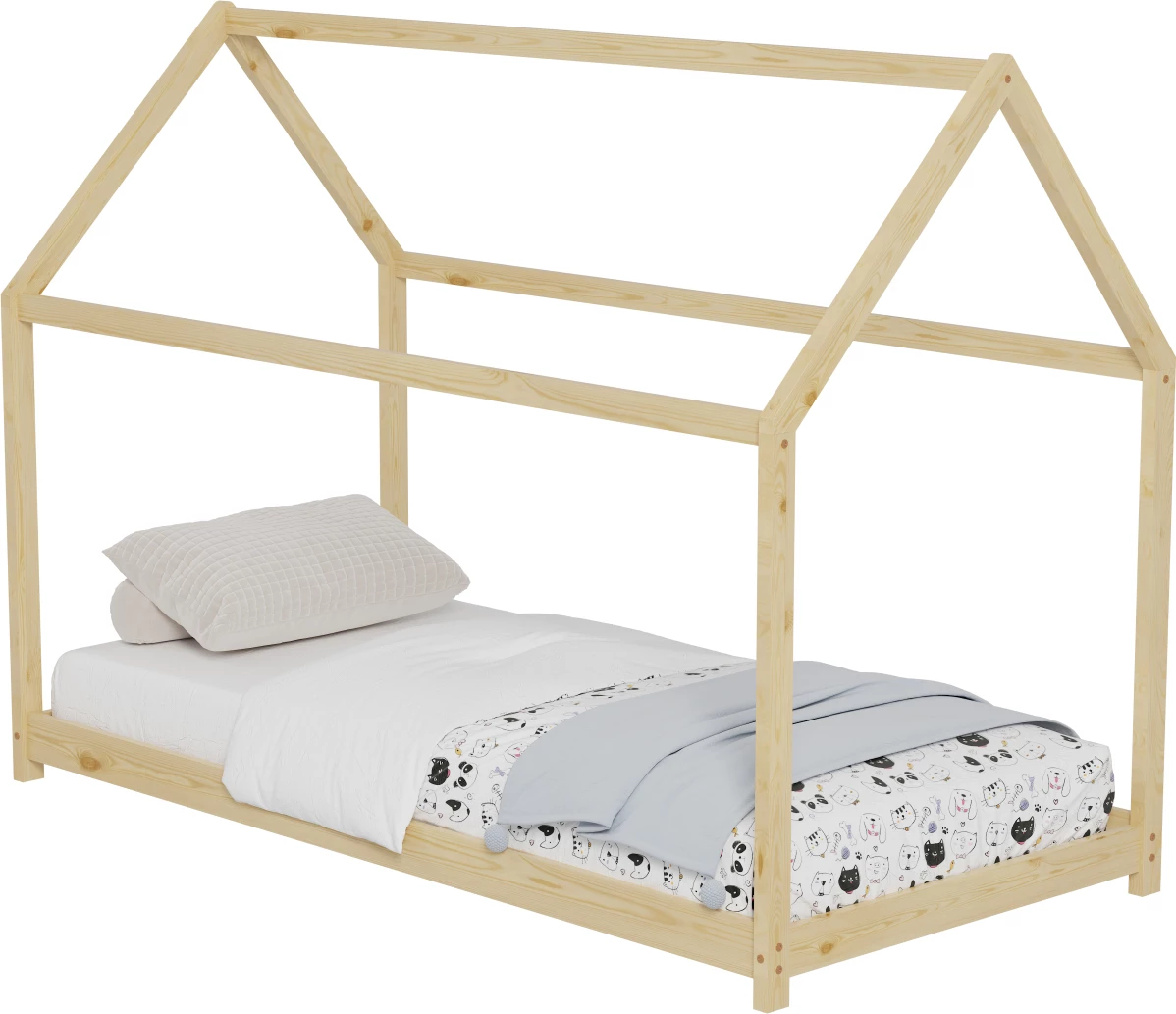 Postelja za otroke PEPE FH678.01 t.MONTESSORI iz masivnega borovega lesa v naravni barvi - 140x70 cm