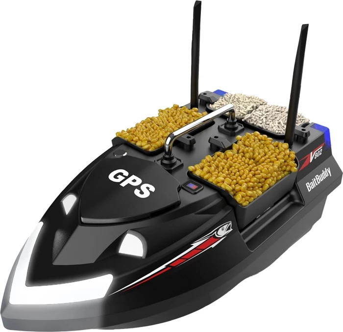 Čoln za vabo z daljinskim upravljalnikom Flytec V802 PRO, 12000 mAh, GPS 160 točk, 4 komore 3 kg, črn