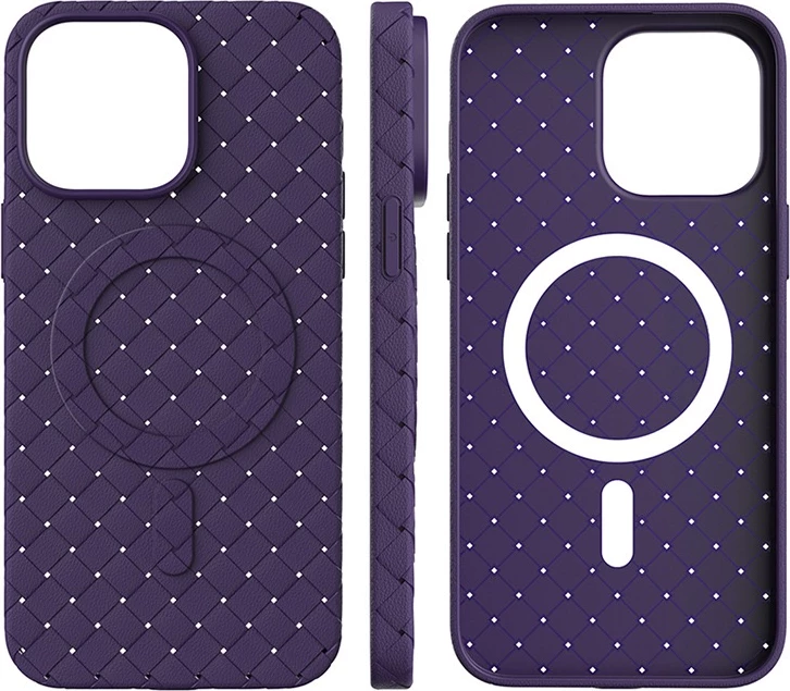 Ovitek iz tkanine Hurtel Woven Case za iPhone 15 Pro, MagSafe, vijoličen