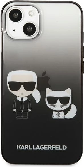 Hardcase Ikonik Karl & Choupette za iPhone 13 mini 5,4", Karl Lagerfeld, črn z gradientnim učinkom