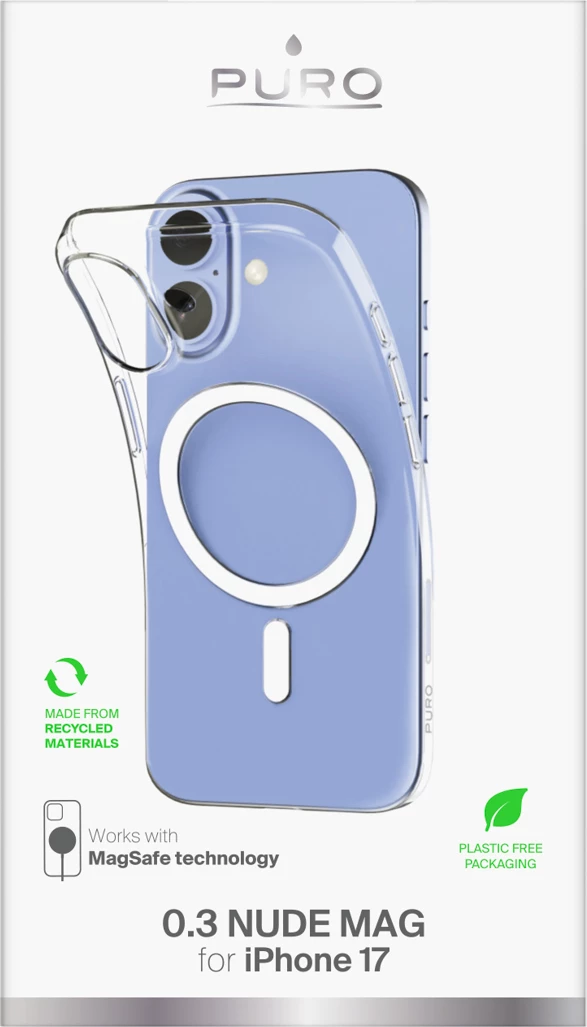 Ultra tanek ovitek za telefon Puro 0.3 MAG TPU za iPhone 17, MagSafe, prozoren