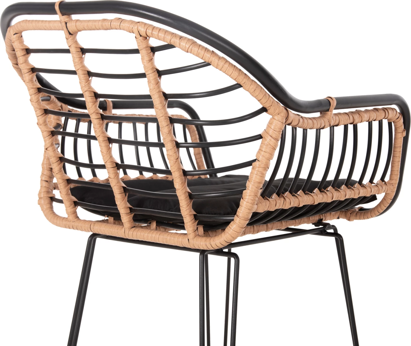 Barski stol Allegra FH5690.11 kovina in blazina črna-pletena bež 55x54x108H cm