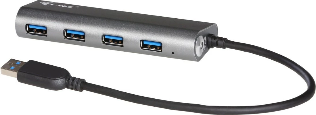 USB HUB s 4 vhodi USB 3.0, i-tec U3HUB448, kovček iz kovine, polnjenje, črno/siv