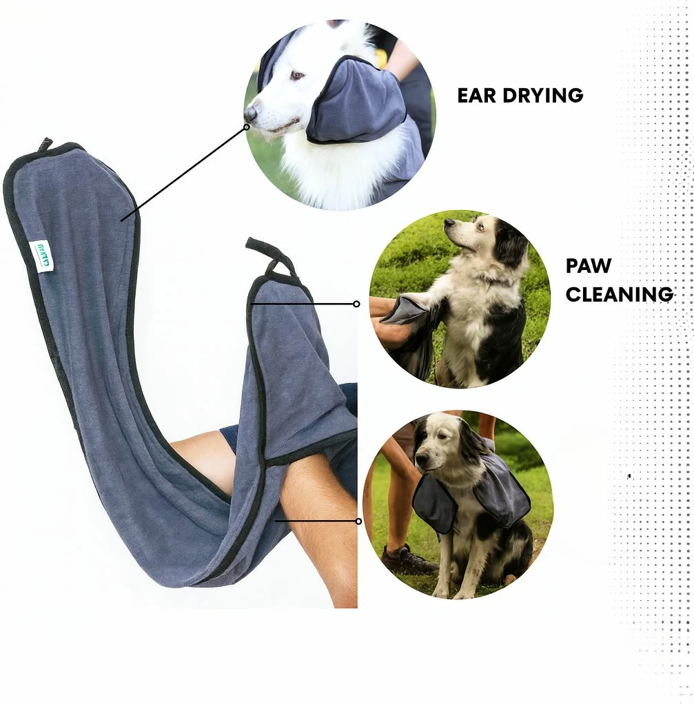 Brisača za pse, Pawtowl Paws & Whiskers, siva, 20 x 100 cm