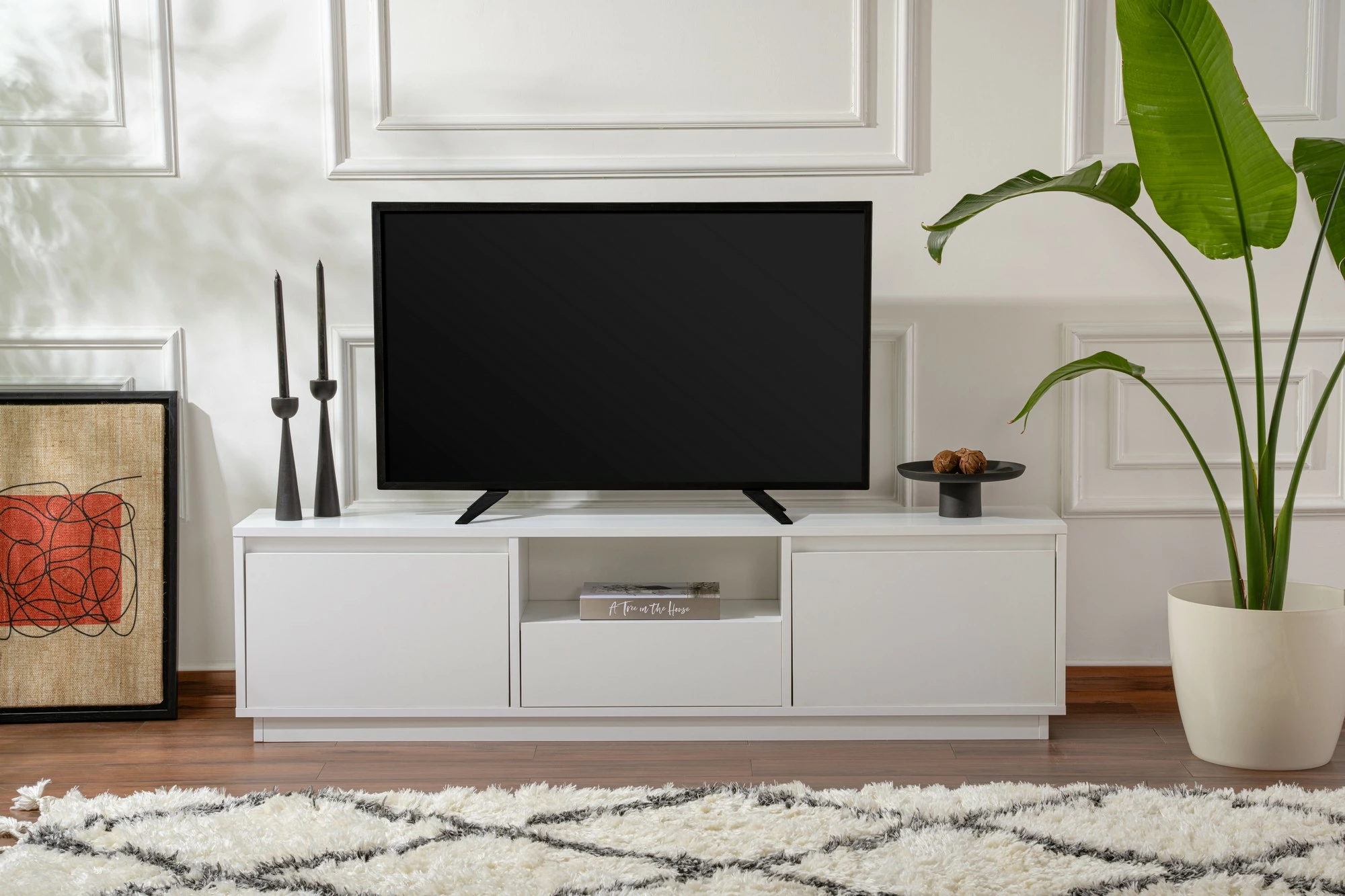 Komoda za TV Vanguard Nordure, naravno bela