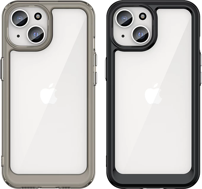 Prozoren ovoj z modrim okvirjem Hurtel za iPhone 15 Plus, prozoren s modrim robom
