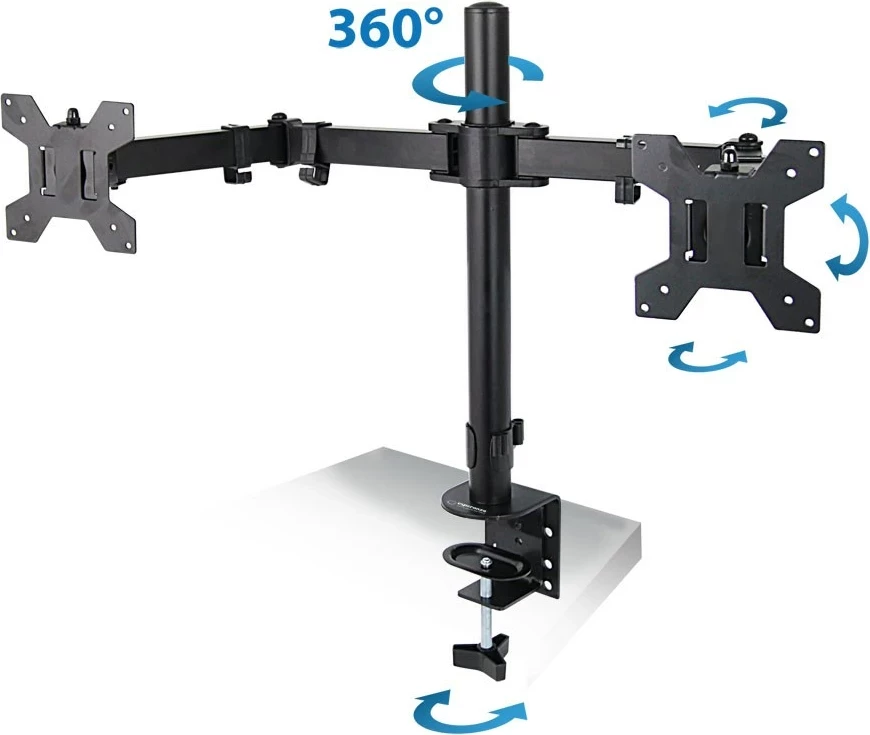 Držalo za dve monitorji Esperanza ERW018, 10–27'', do 8 kg, črno