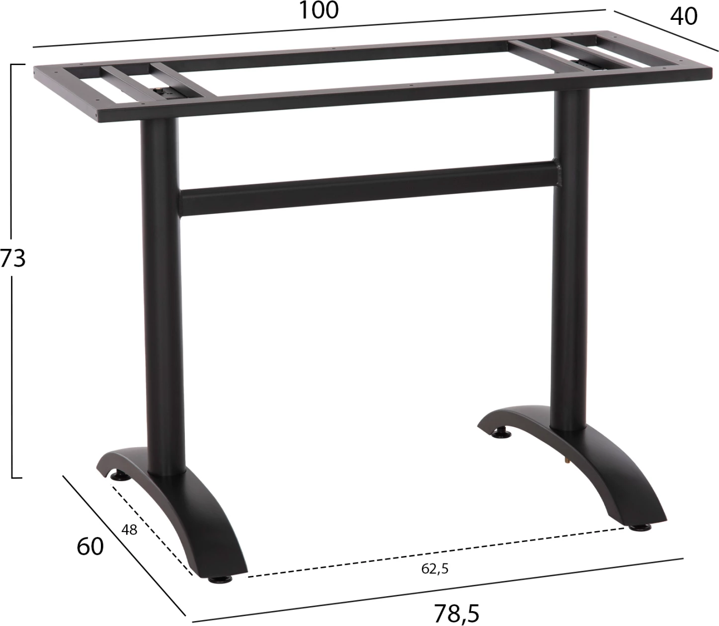 Podnožje mize, kovinsko, mat črno FH461.11, 100x40x73 cm