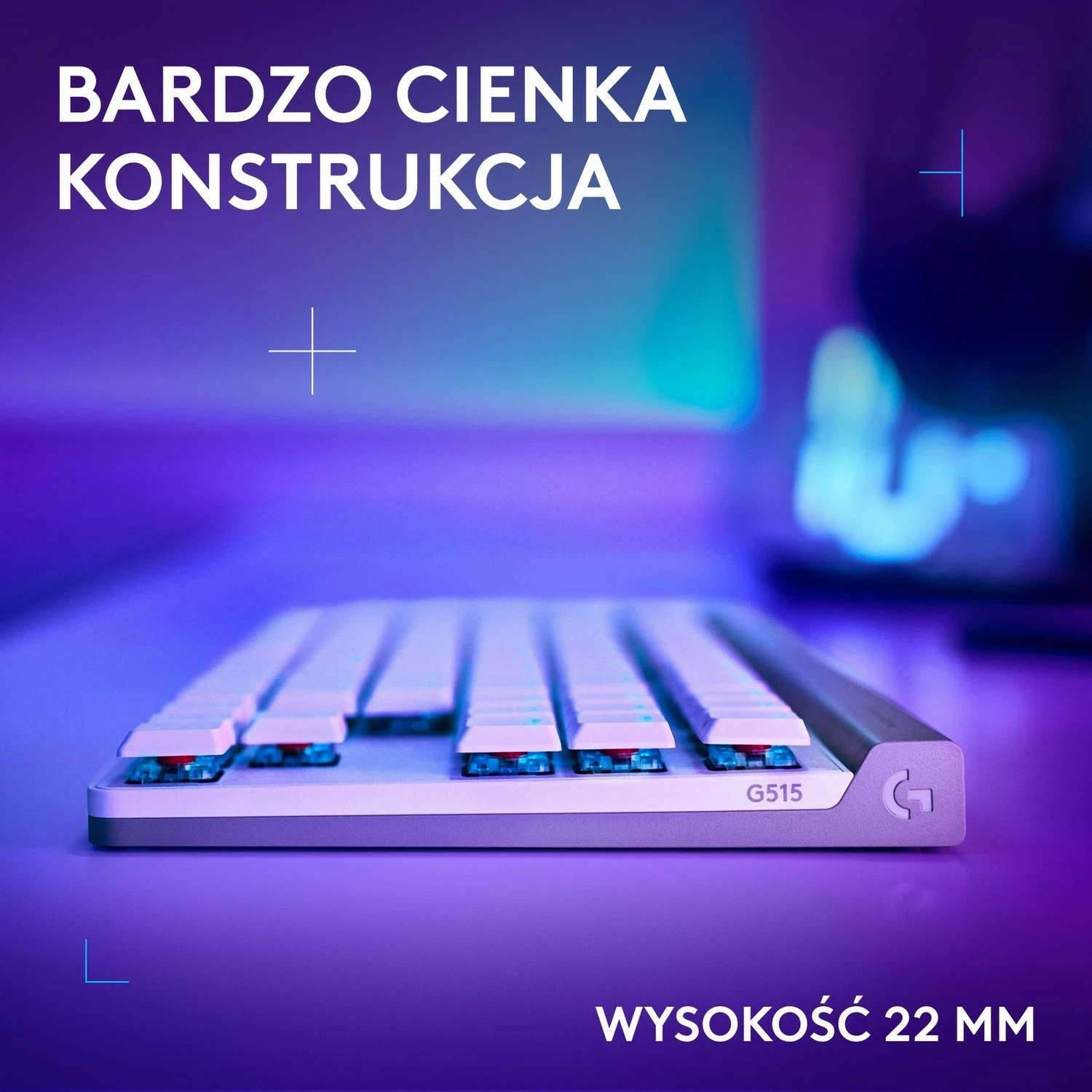 Mehanska tipkovnica Logitech G515 TKL Lightspeed, RGB, brezžična/žična, bela