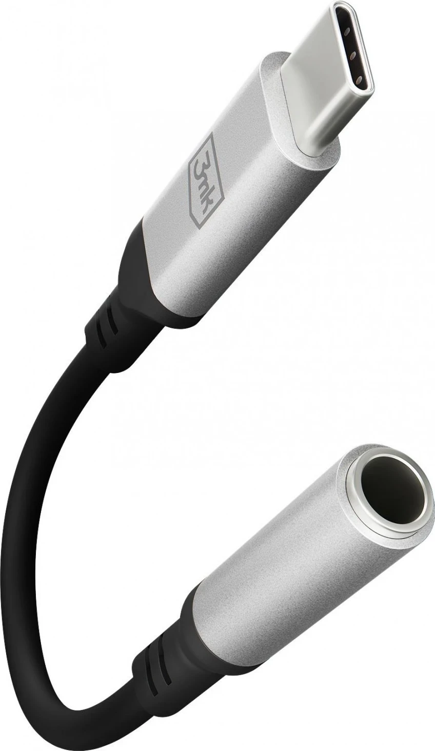 Adapter USB-C v miniJack 3MK, srebrno-črn