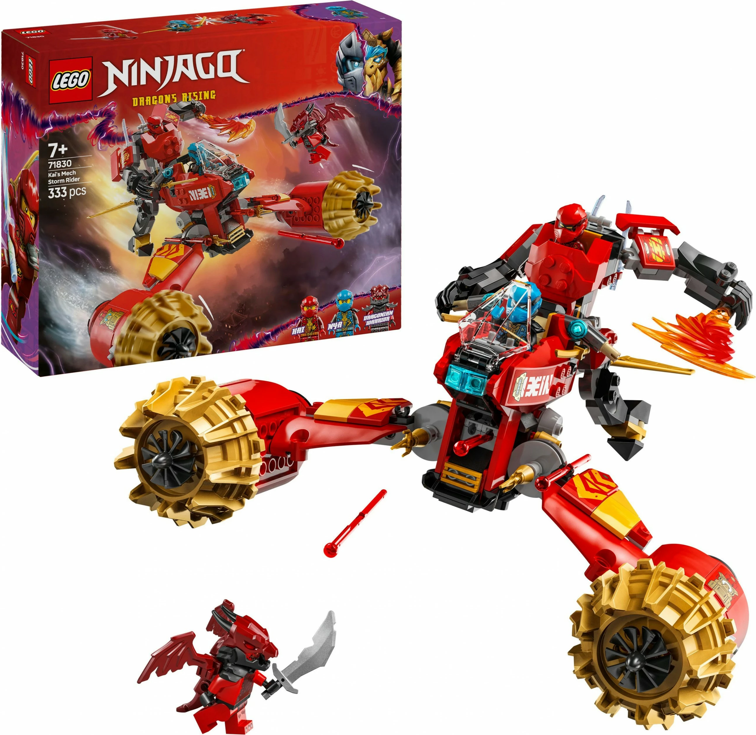 Gradbeni set Kais Mech Storm Rider LEGO Ninjago 71830, 333 kosov, večbarven