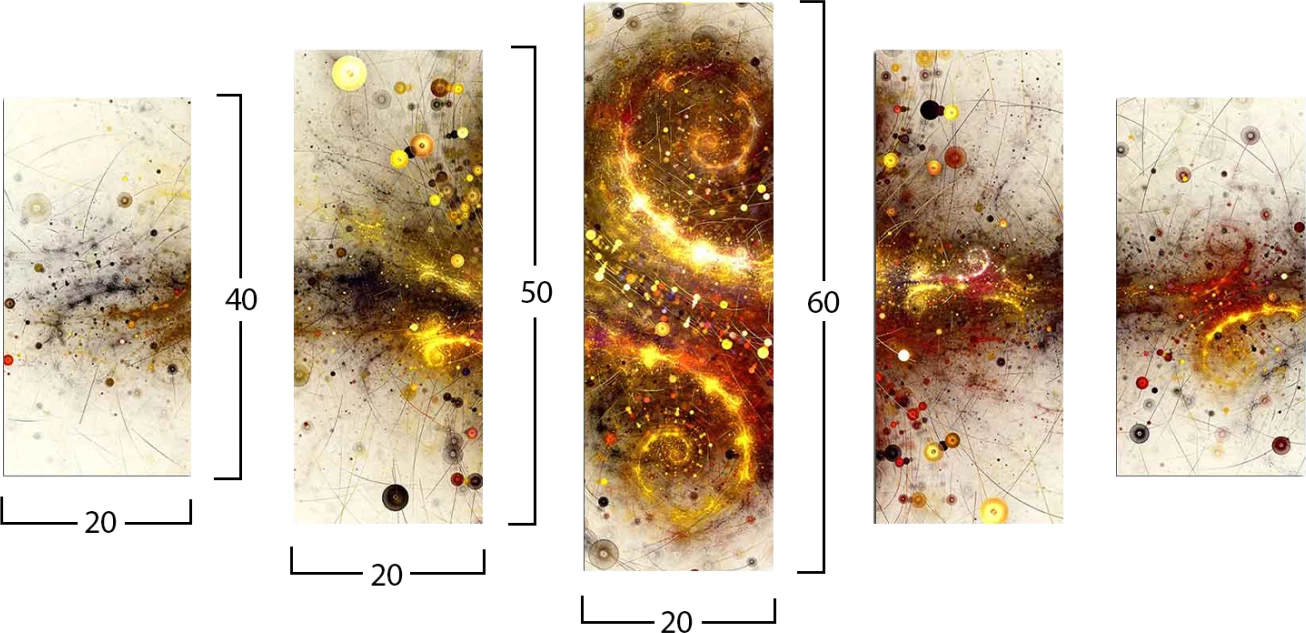 Dekorativna slika v 5 delih, dizajn eksplozije, MDF, FH7206.07, 100 x 60 x 0,3 cm