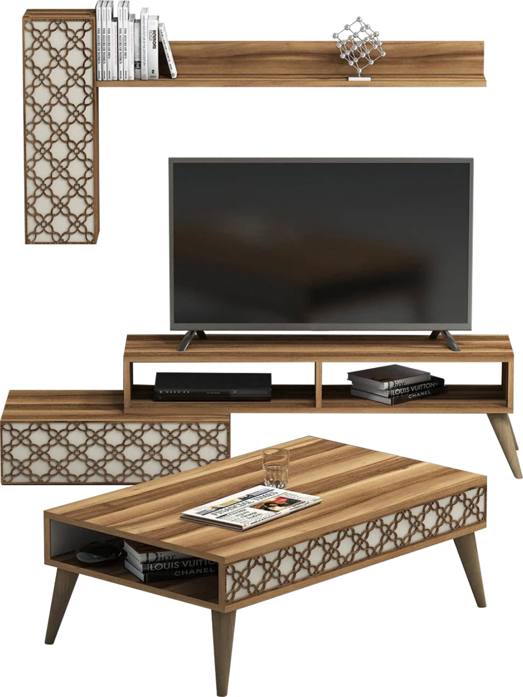 Sestava dnevne sobe FH11850.02 2 kosa melamin v oreh-krem