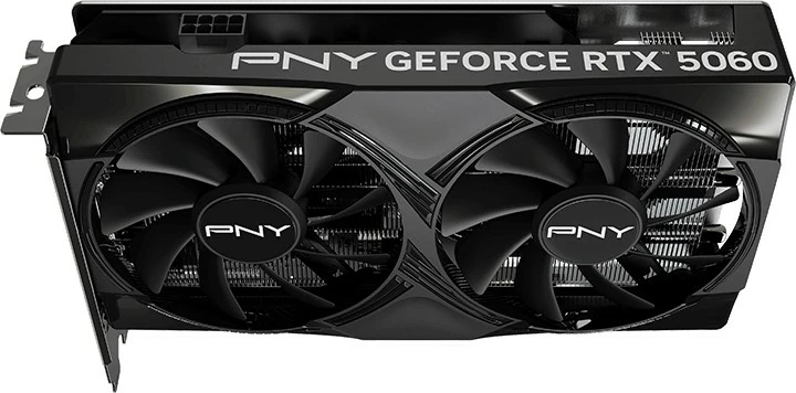 Grafična kartica PNY RTX 5060 OC, 8 GB GDDR7, dva ventilatorja, črna