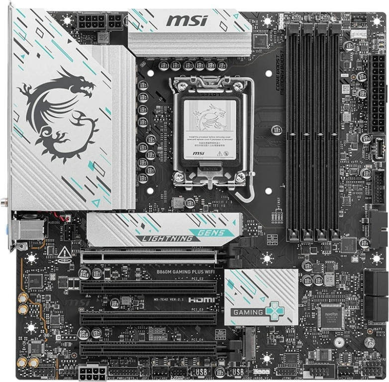 Matična plošča MSI B860M GAMING PLUS WIFI, Intel B860, LGA 1851, micro ATX, črna