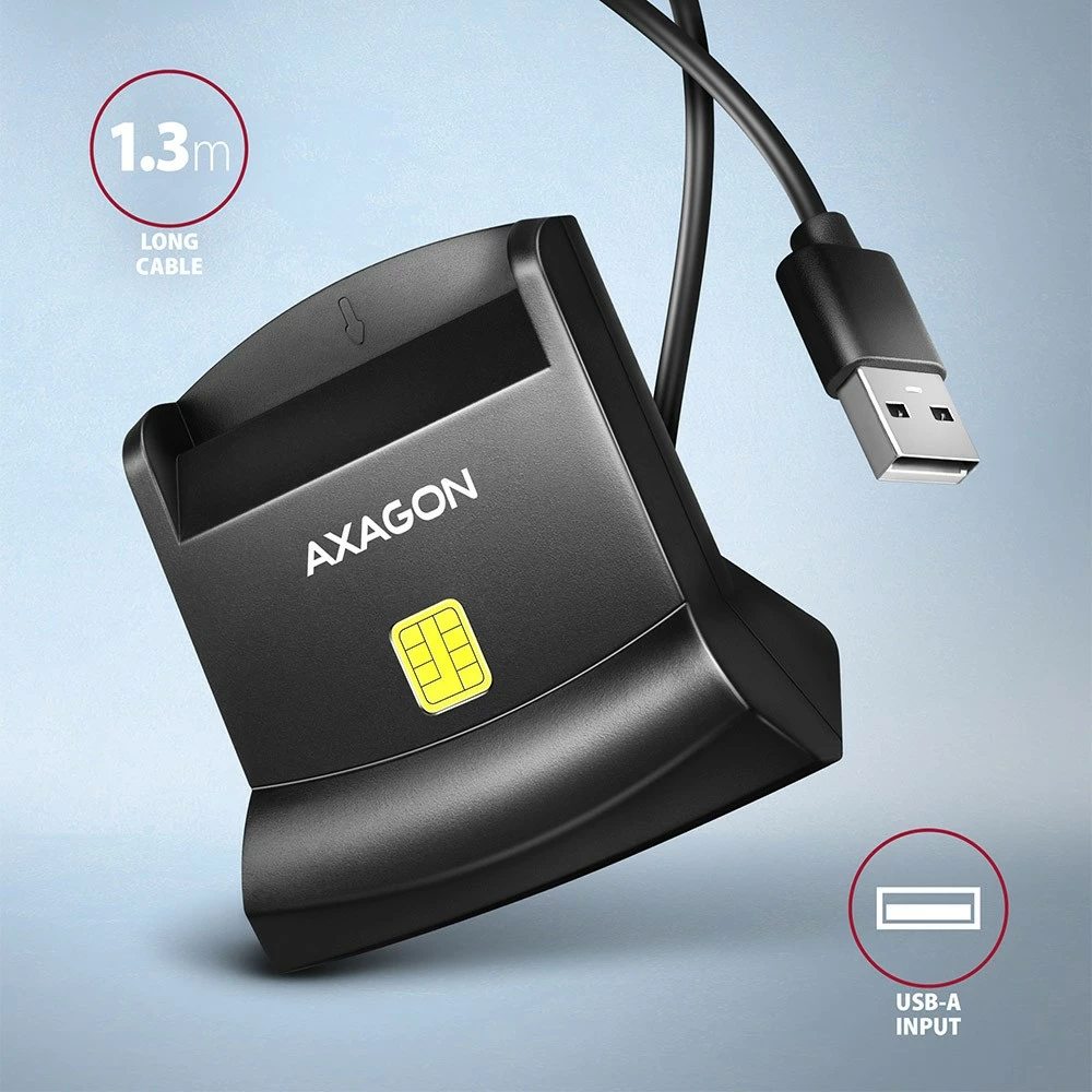 Bralnik kartic AXAGON CRE-SM4N, USB, kabel 1,3 m, črn