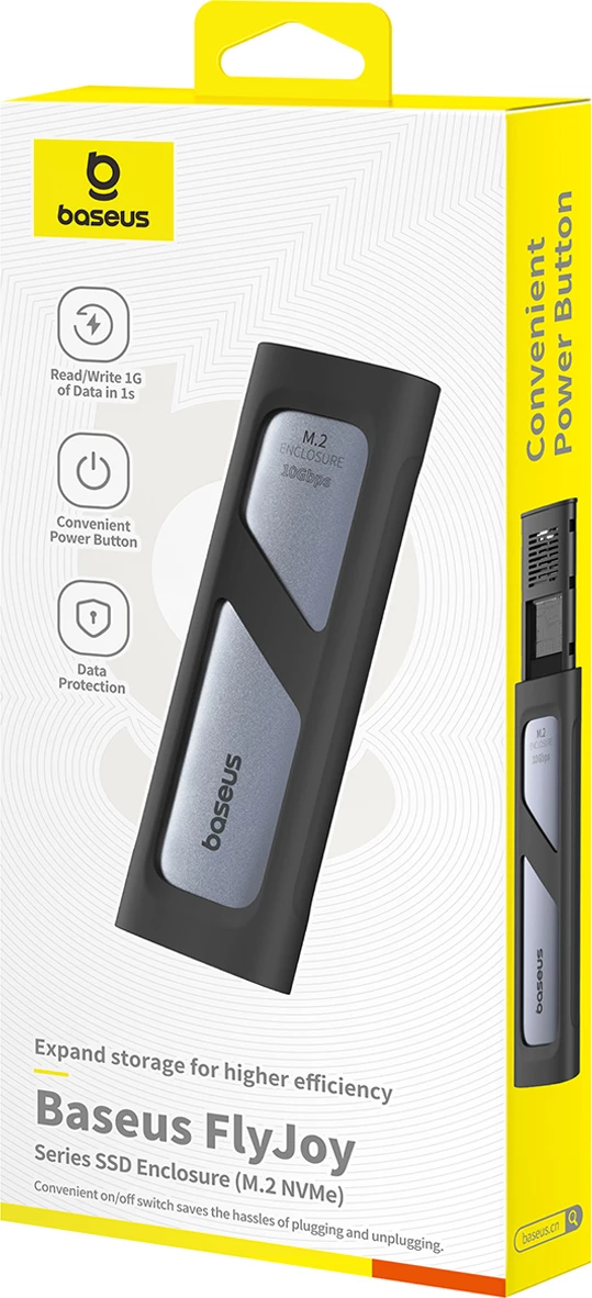 Zunanje ohišje za SSD M.2 NVMe Baseus FlyJoy, 10 Gb/s, sivo