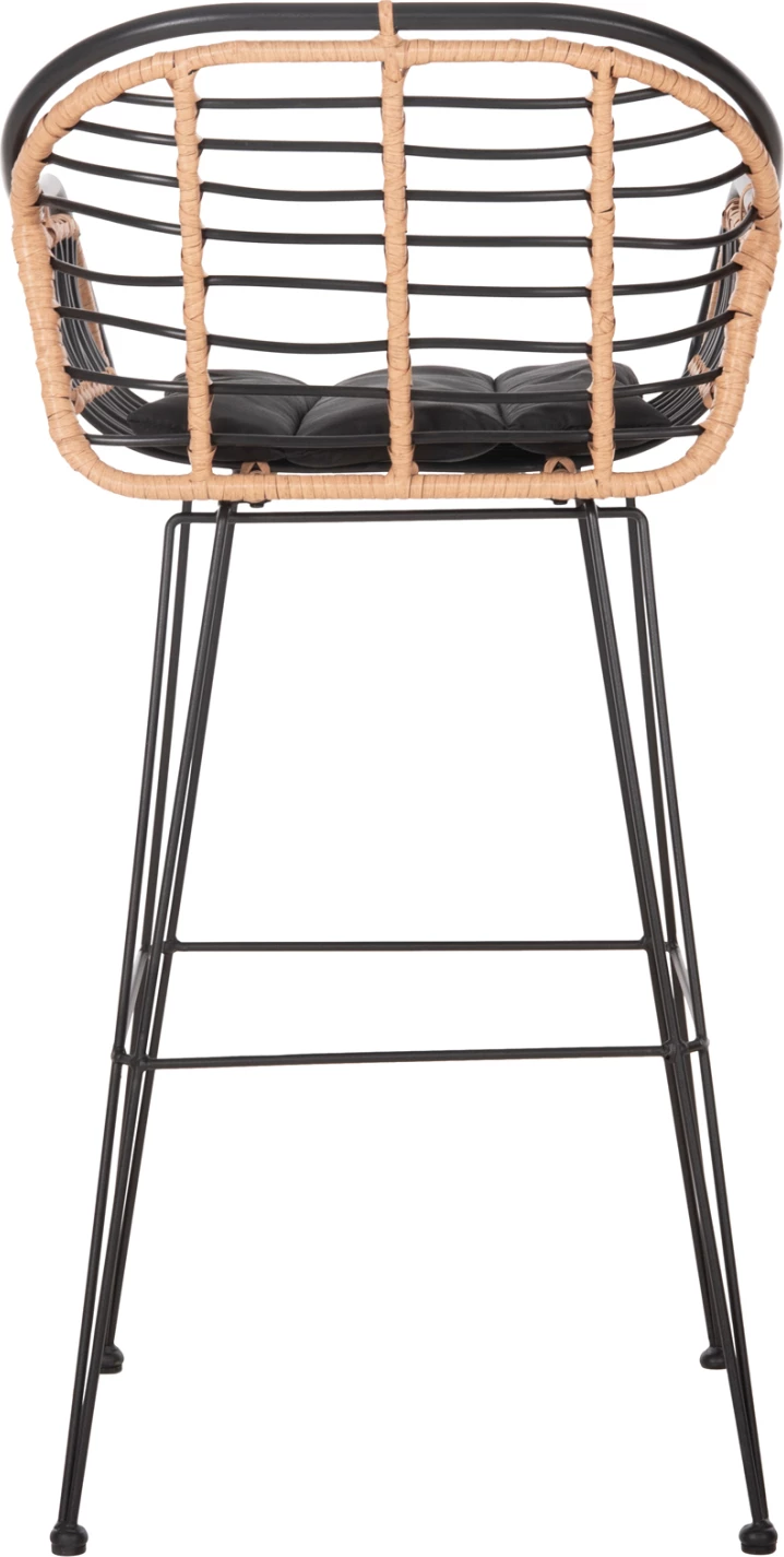 Barski stol Allegra FH5690.11 kovina in blazina črna-pletena bež 55x54x108H cm