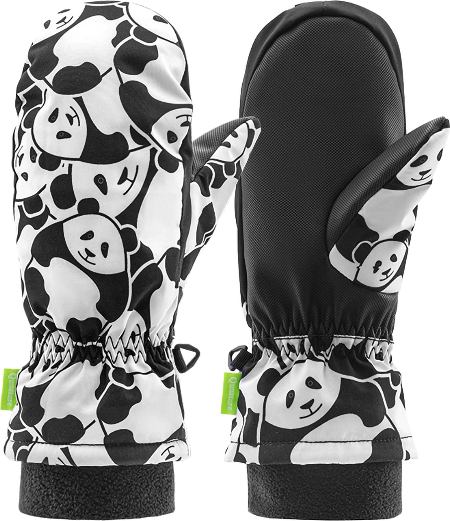 Otroške smučarske rokavice Qunature Panda Heat Transfer, S, črno/belo