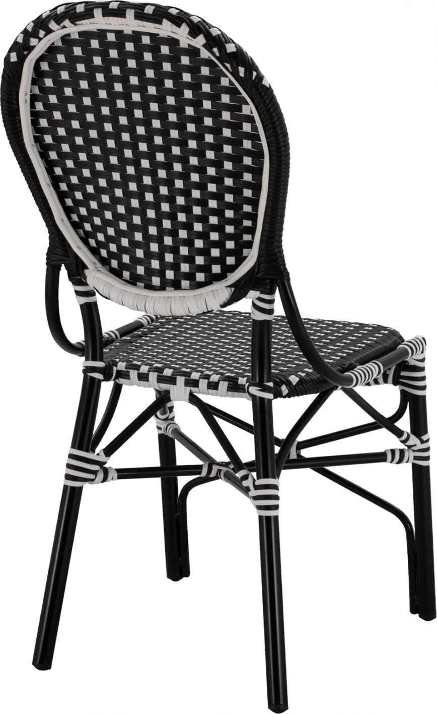 Aluminijasti stol bambus videza s pletenjem črno belo FH5792.02 46x60x96 cm