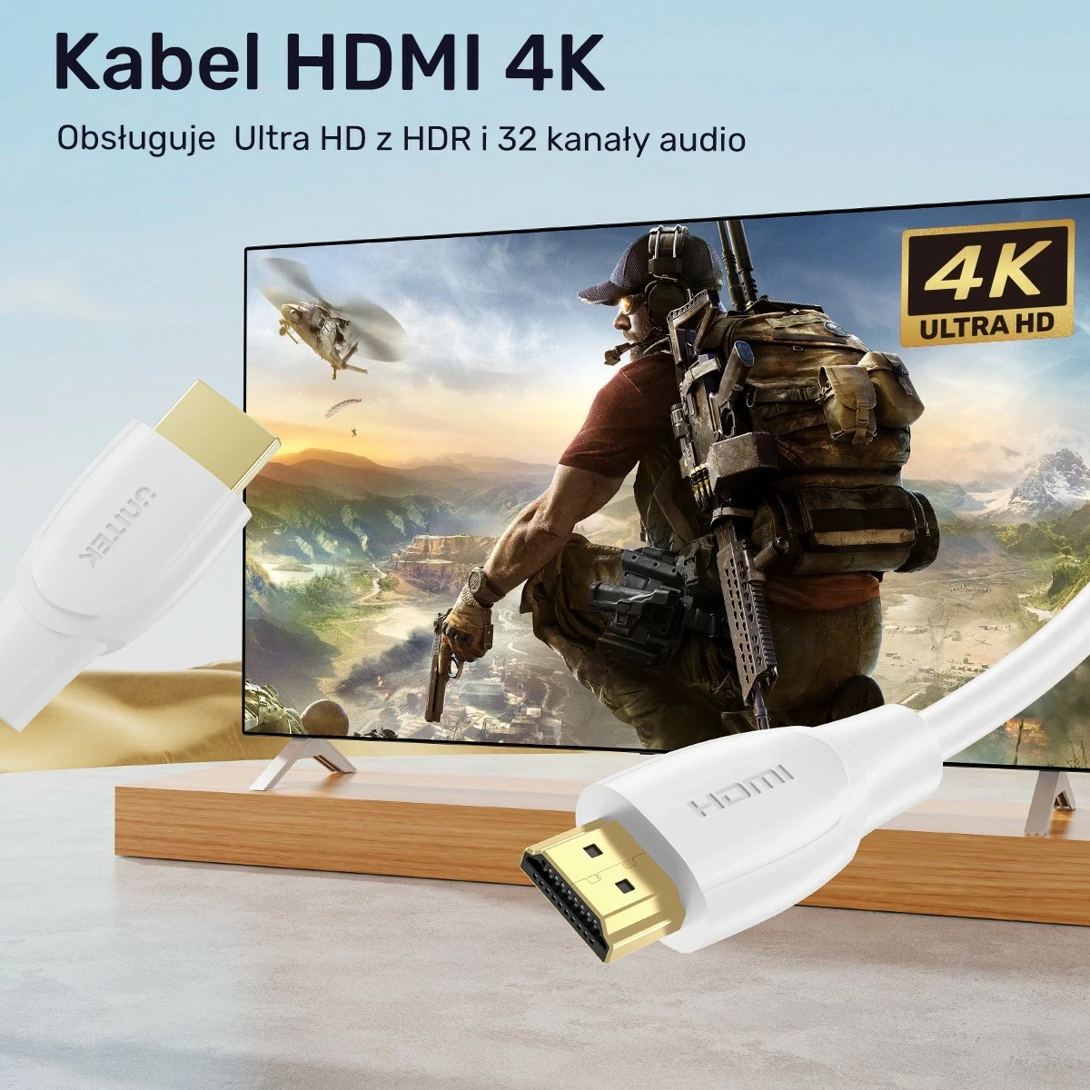 HDMI kabel 2.0 4K, 15 m, bel Unitek