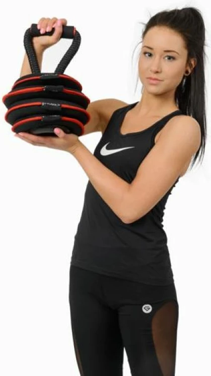 Mehki nastavljivi kettlebell za ženske in moške HMS, črno-rdeč