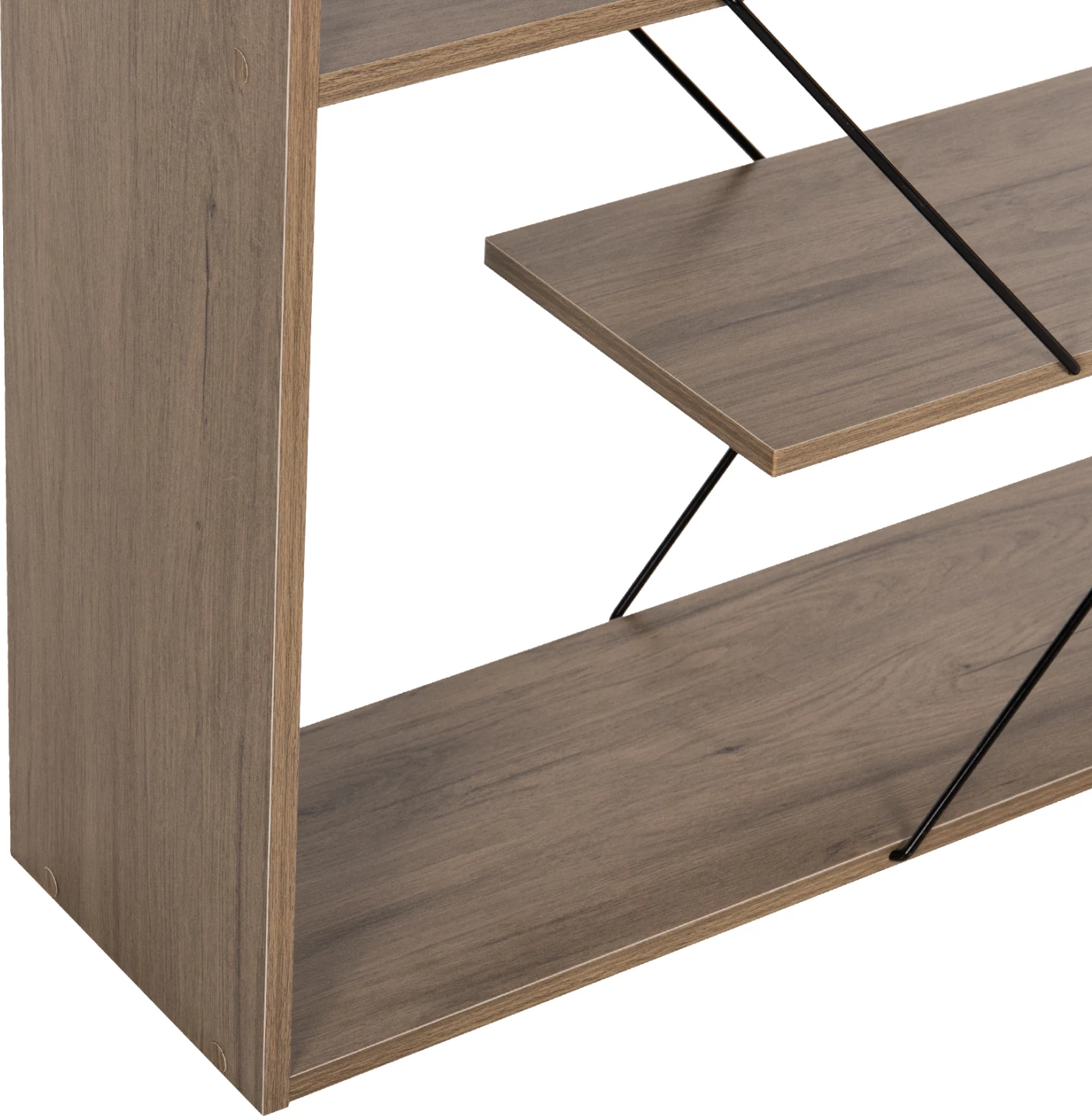 Knjižna omara TARS FH2240.13 v olivno sivi barvi iz melamina - črne kovinske palice 84x24x157H cm