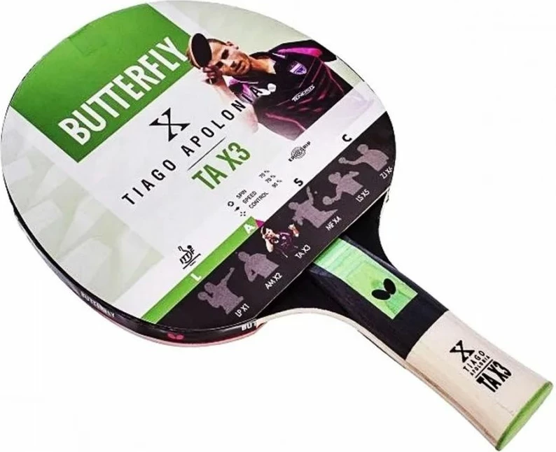 Namiznoteniška raketa Tiago Apolonia TAX3, črno-rdeča, ženska in moška