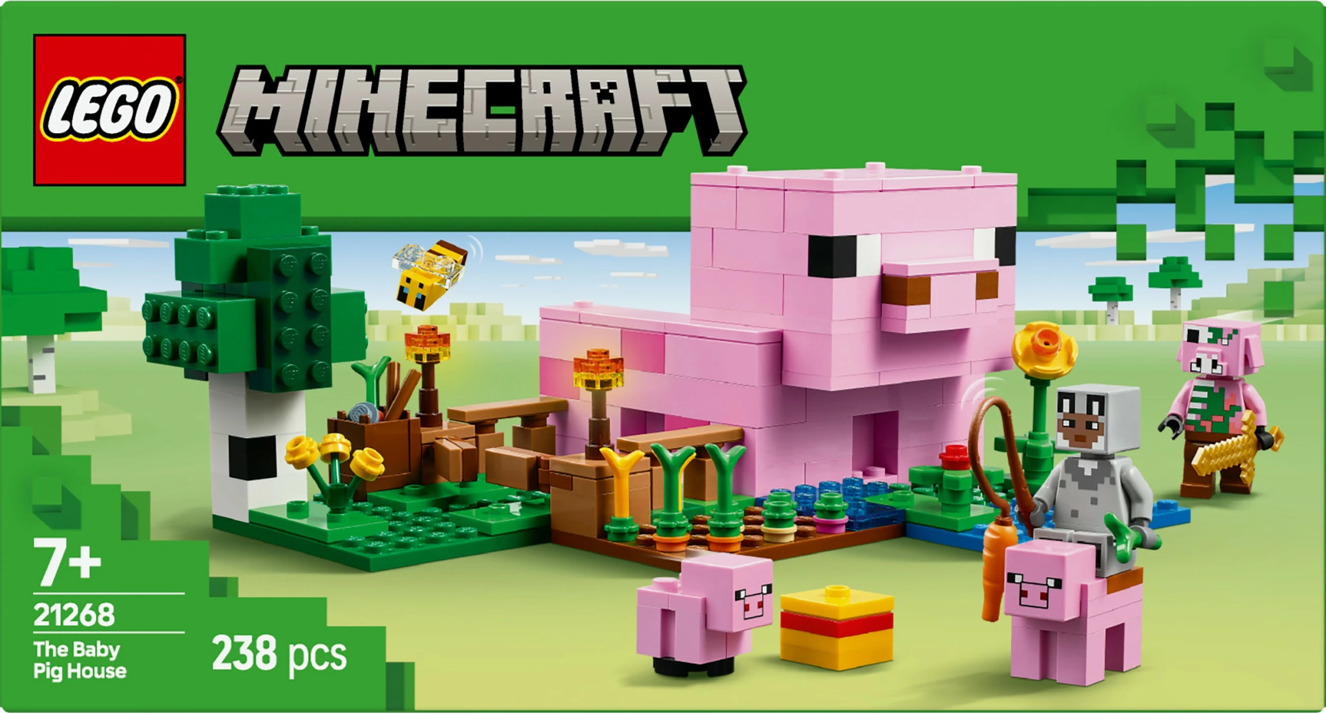 Gradbeni set LEGO Minecraft 21268 Hiša malih prašičkov, 238 kosov, večbarvno