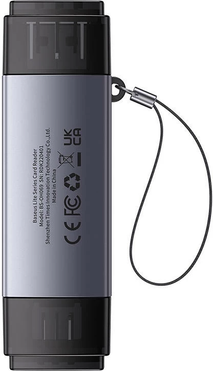 Bralnik kartic Baseus Lite Series WKQX060113, USB + USB-C, SD/TF, siv