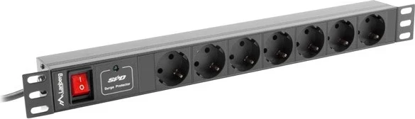 PDU Rack podaljšek 1U, 10 A, 7x Schuko, 2 m Lanberg