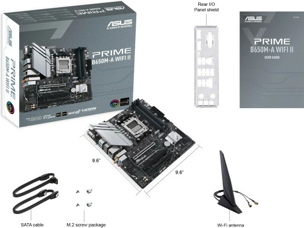 Matična plošča Asus PRIME B650M-A WIFI II, Socket AM5, DDR5, Wi‑Fi 6, Micro-ATX